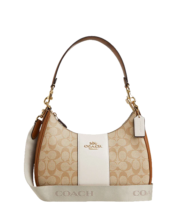 Teri Hobo Bag In Signature Canvas With Stripe